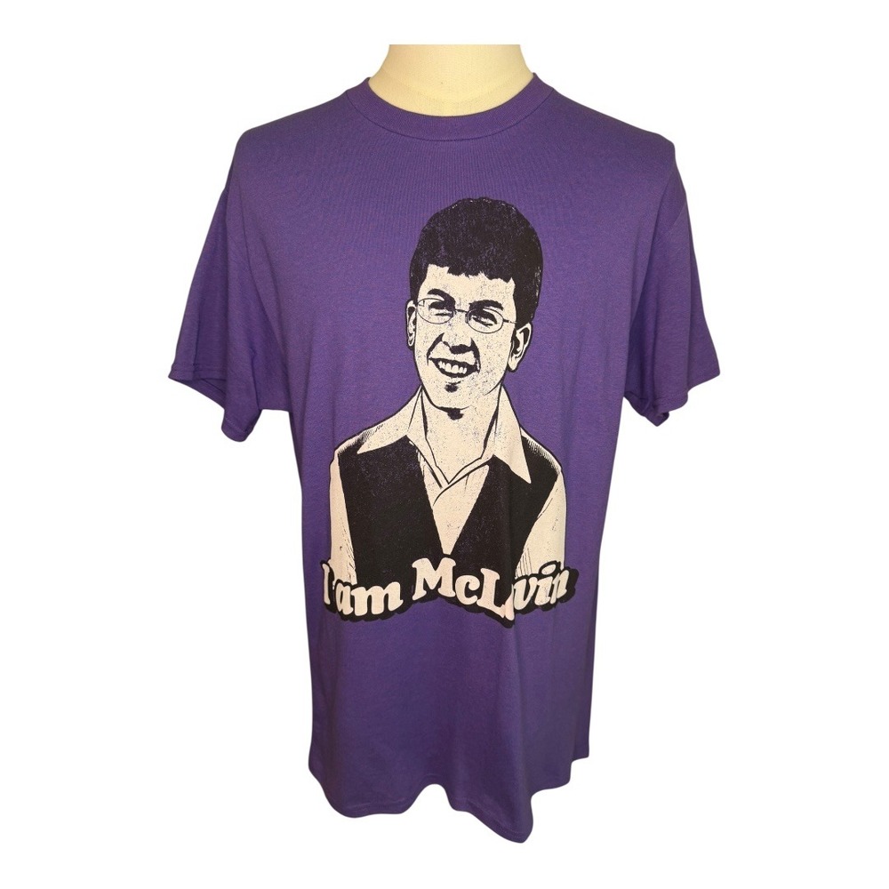 Superbad McLovin T-Shirt Movie Graphic Tee Purple Cotton Blend‎ Large